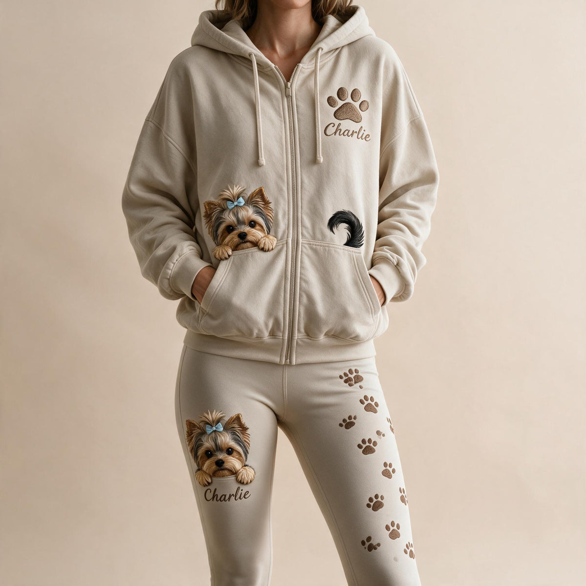 Ensemble de Loungewear Personnalisé avec Sweat à Capuche et Leggings pour Amateurs de Chiens