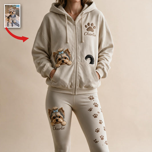 Ensemble de Loungewear Personnalisé avec Sweat à Capuche et Leggings pour Amateurs de Chiens