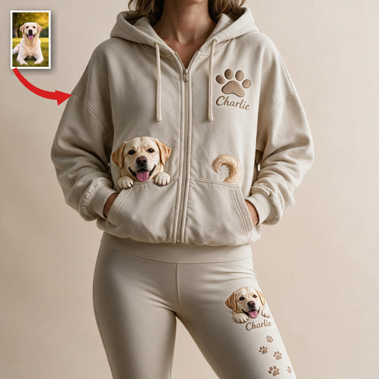 Ensemble de Loungewear Personnalisé pour Adultes - Sweat à Capuche et Leggings Labrador Jaune