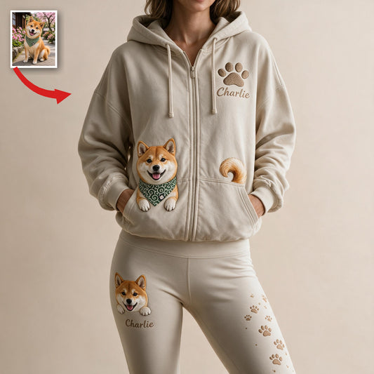 Sweat à Capuche Zippé & Leggings Personnalisés Shiba Inu