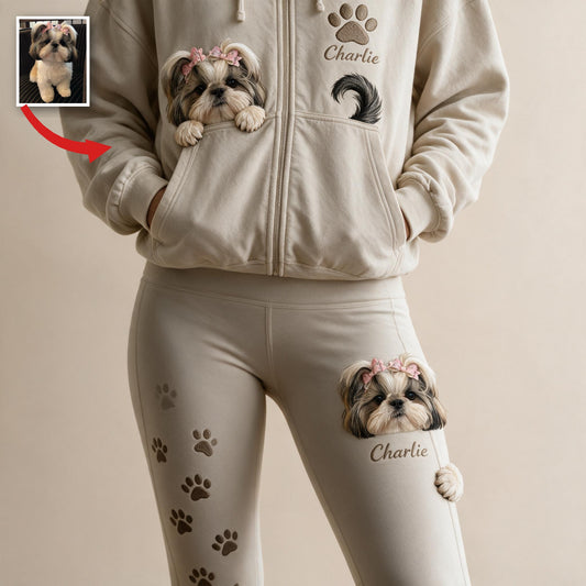 Ensemble de Loungewear Personnalisé en Sweat à Capuche et Leggings Fluffy