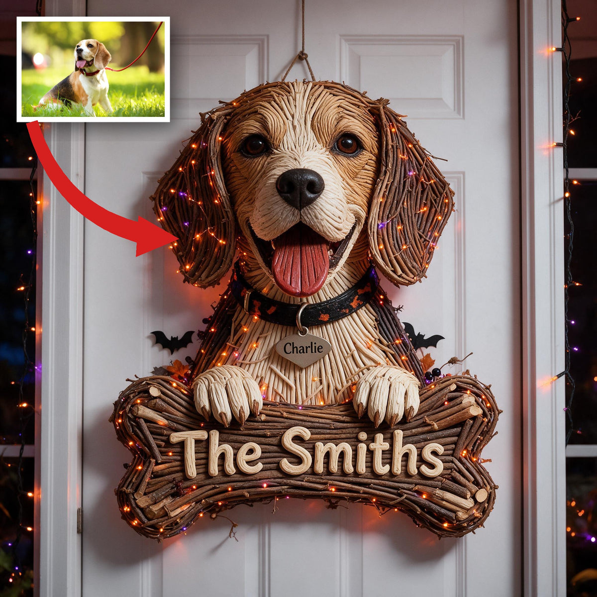 Personalized Halloween Tricolor Adult Beagle LED Light Acrylic Sign