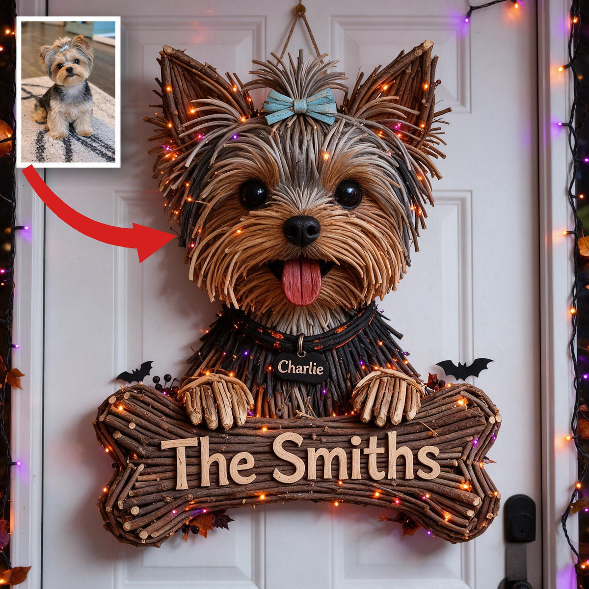 Personalized Halloween Yorkshire Terrier LED Light Acrylic Sign Dog Lover Gift