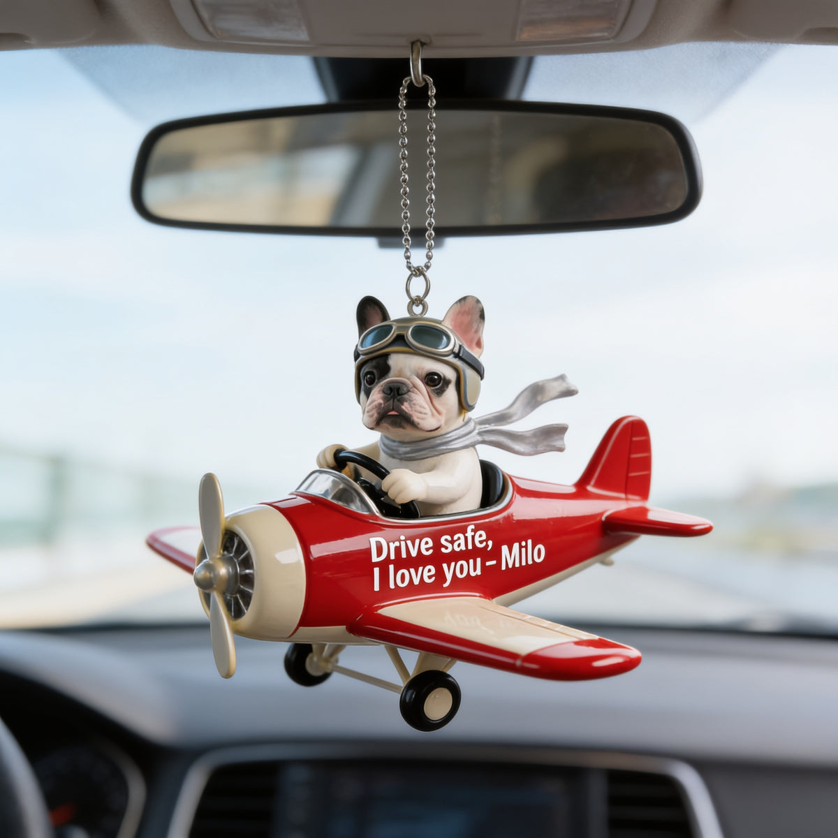 Custom Photo Black and White French Bulldog Car Ornament Dog Lover Gift