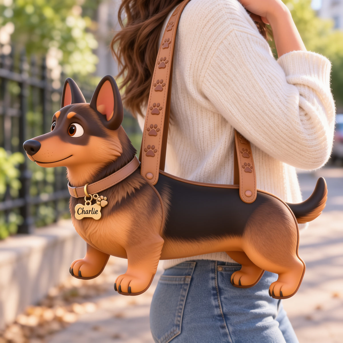 Personalized Black and Tan Adult German Shepherd Custom Shape Tote Bag Dog Owner Gift