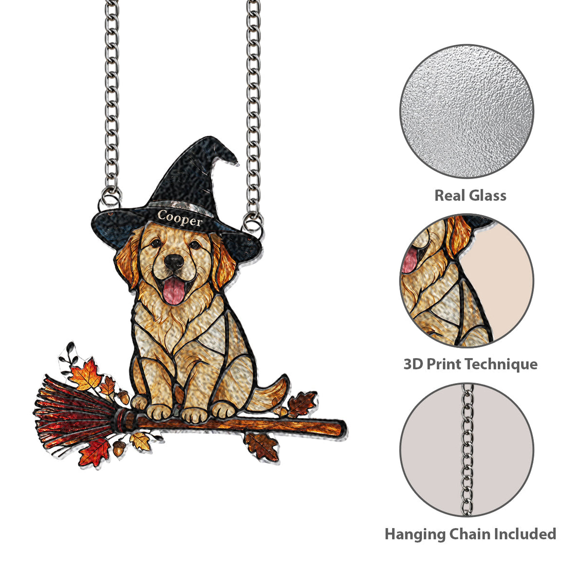 Personalized Halloween Siberian Husky 3D Printed Glass Suncatcher