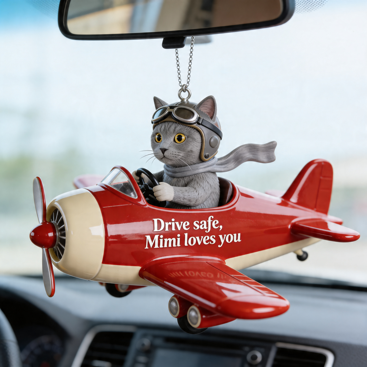 Custom Photo Pug Pilot Car Ornament, Dog Lover Gift