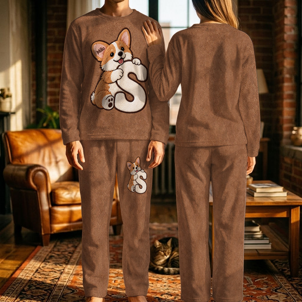 Personalized Black and White Spotted Dalmatian Fleece Lounge Set for Dog Lovers