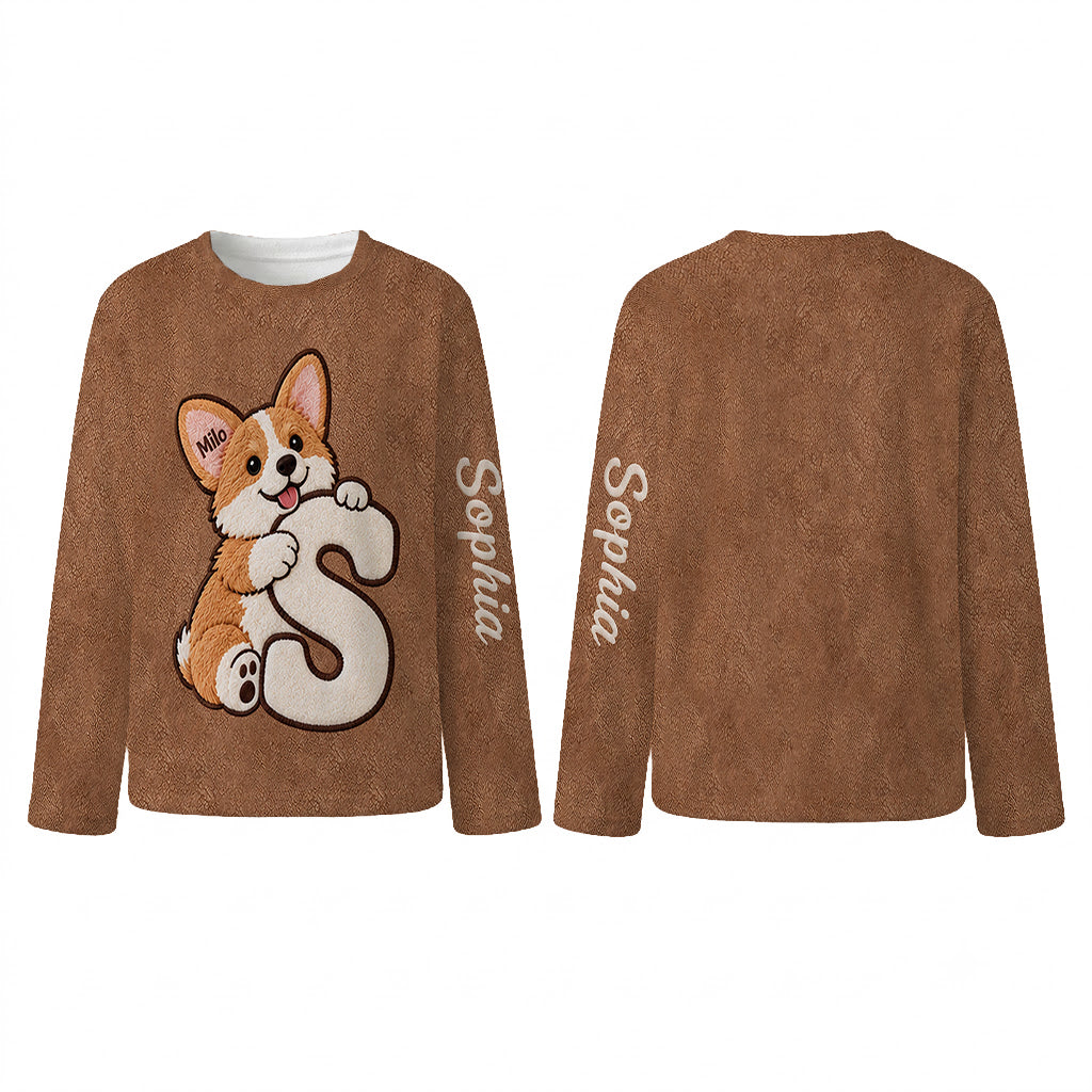 Personalized Fluffy Shih Tzu Fleece Lounge Set Cozy Loungewear for Dog Lovers