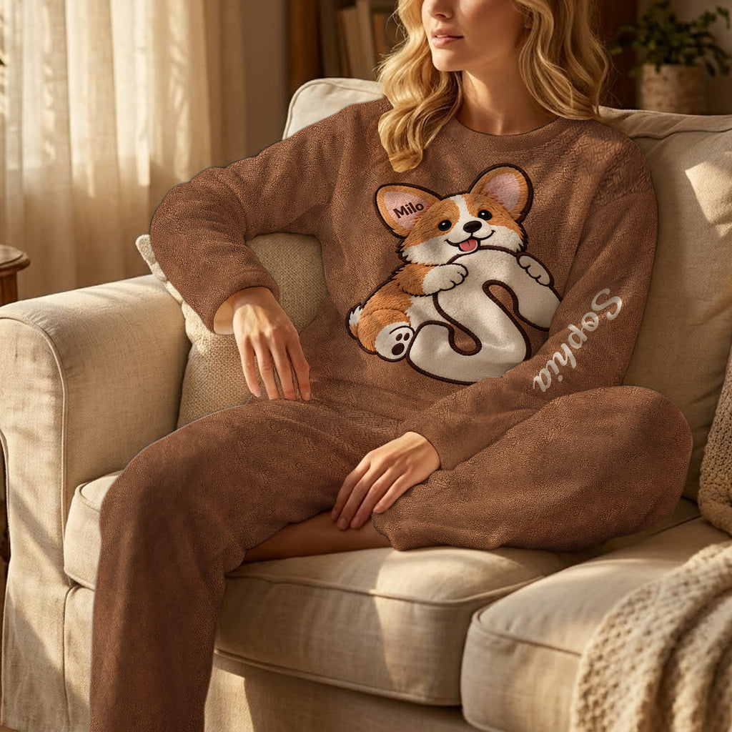 Personalized Black and Tan Adult Rottweiler Fleece Lounge Set Dog Lover Gift