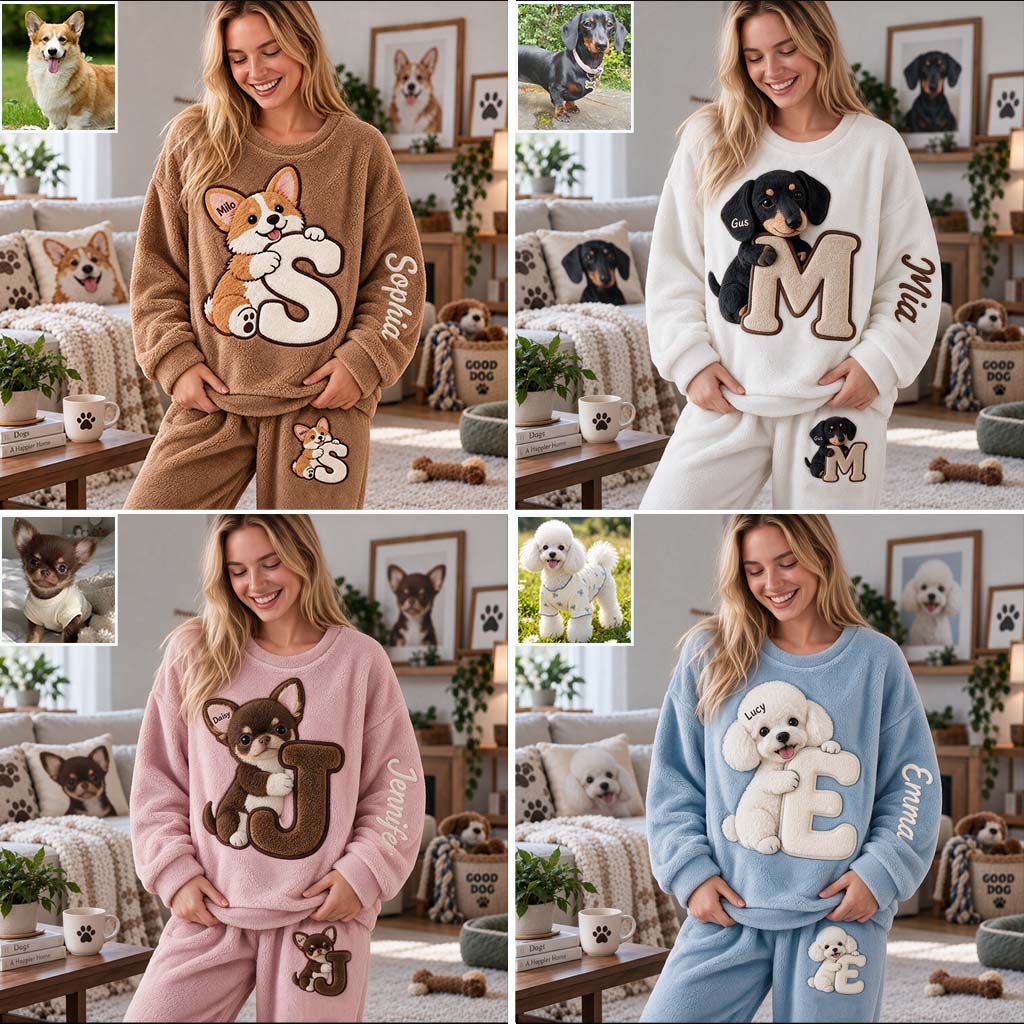 Personalized Black and White French Bulldog Fleece Lounge Set Dog Lover Gift