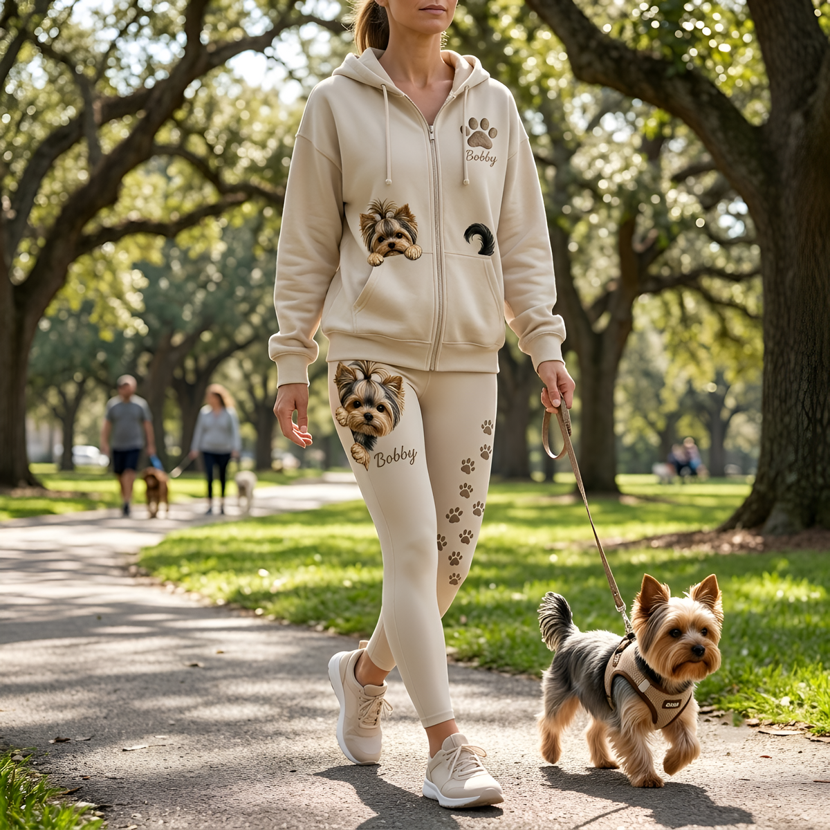 Personalized Black and Tan Dachshund Puppy Zip Hoodie & Leggings Set