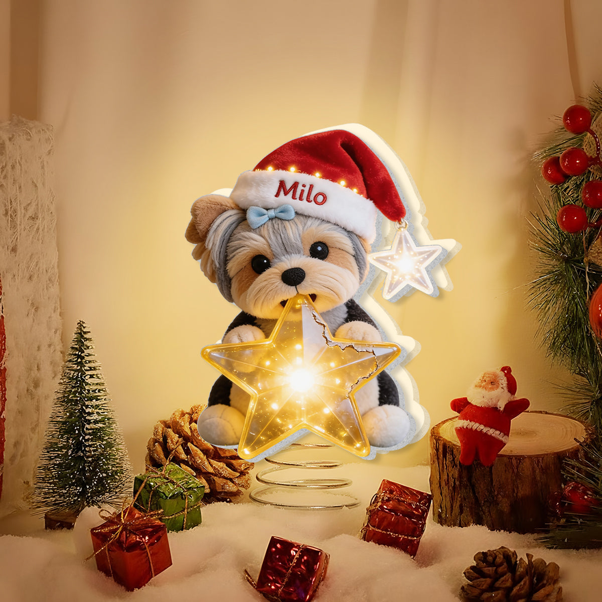 Personalized Christmas Adult Golden Retriever LED Light Tree Topper Dog Lover Gift