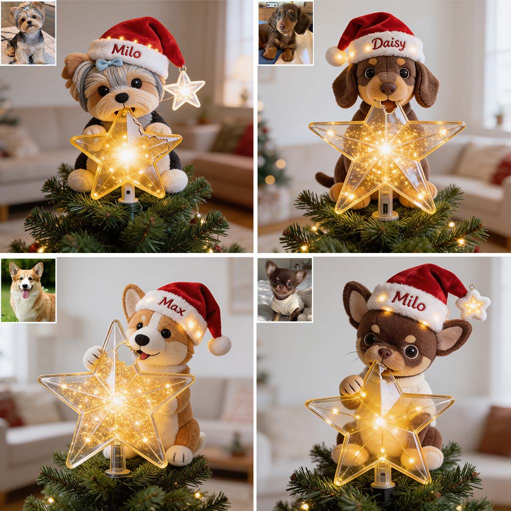 Personalized Christmas Tan and White Shiba Inu LED Light Tree Topper Dog Lover Gift