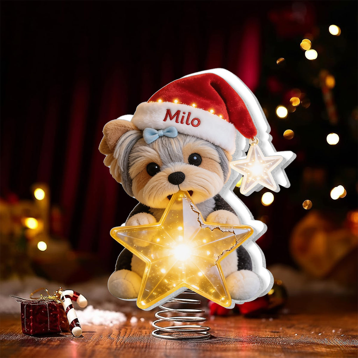 Personalized Christmas Tan and White Shiba Inu LED Light Tree Topper Dog Lover Gift