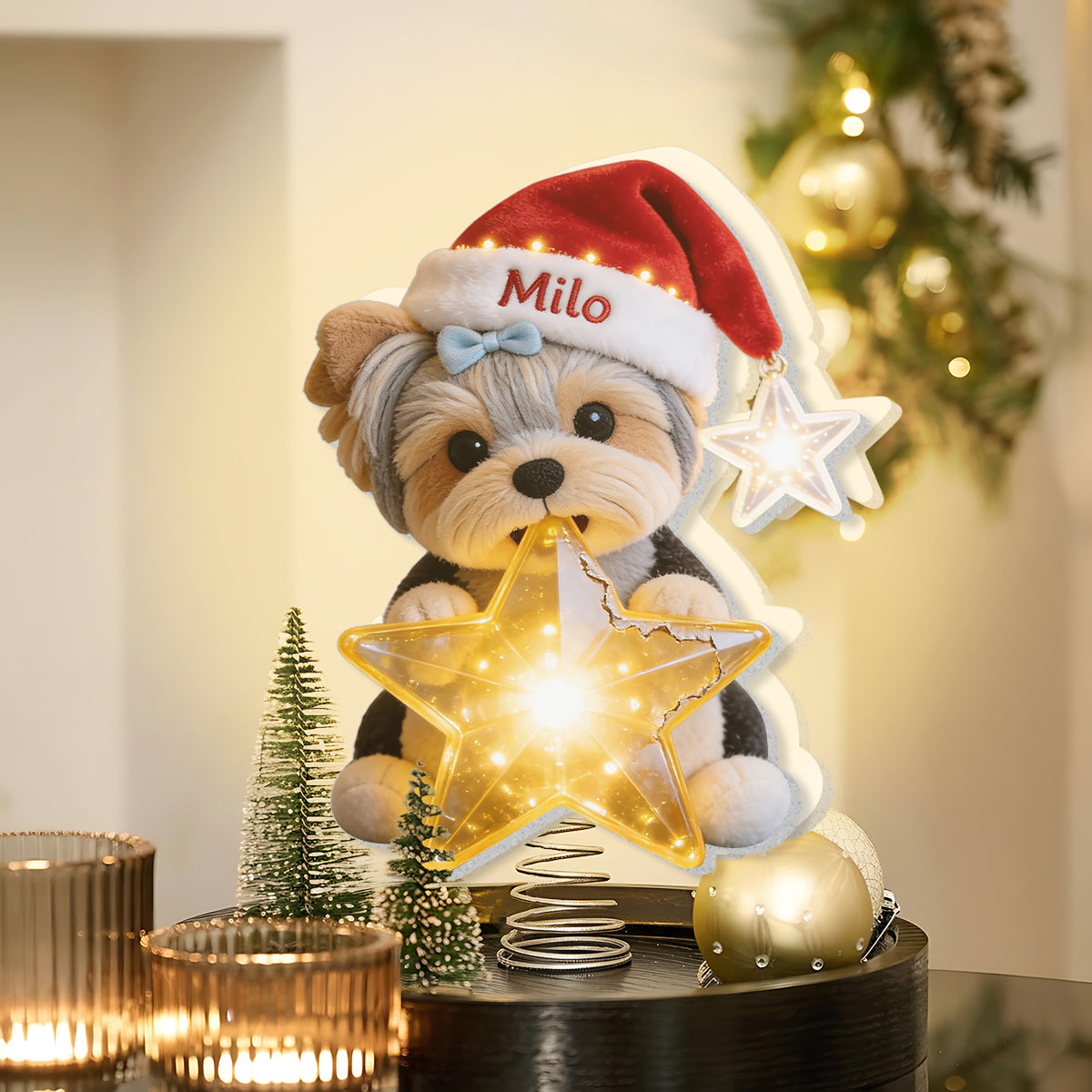 Personalized Christmas Adult Golden Retriever LED Light Tree Topper Dog Lover Gift