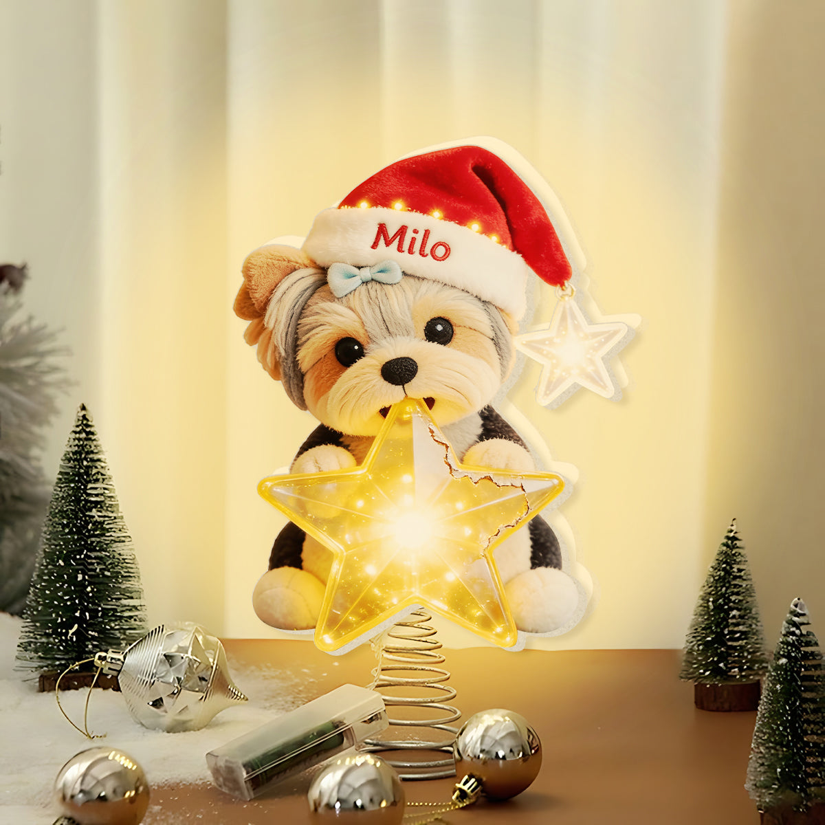 Personalized Christmas Tricolor Adult Beagle LED Light Tree Topper Dog Lover Gift