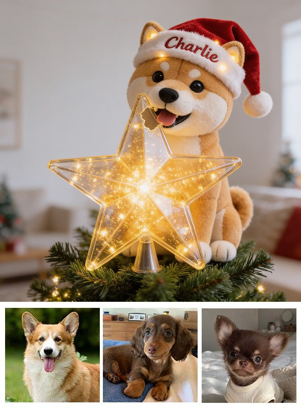 Personalized Christmas Tan and White Shiba Inu LED Light Tree Topper Dog Lover Gift