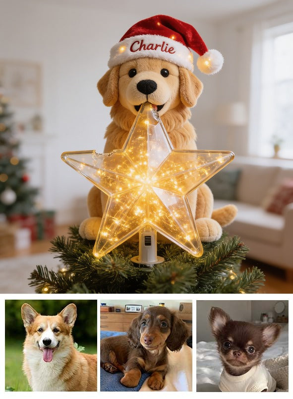 Personalized Christmas Adult Golden Retriever LED Light Tree Topper Dog Lover Gift