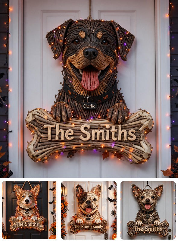 Personalisierte Halloween Schwarz und Braun Rottweiler LED Licht Acrylschild