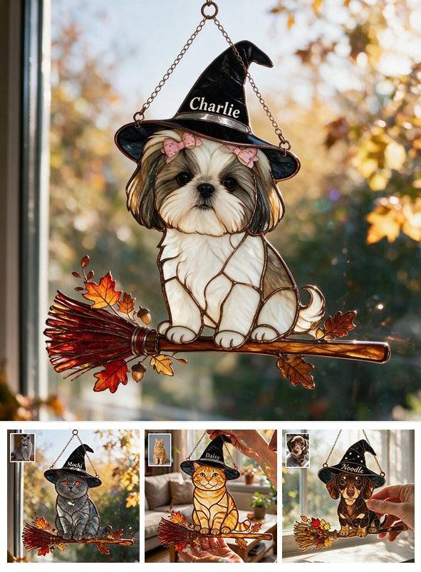 Personalized Halloween Shih Tzu 3D Glass Suncatcher Dog Lover Home Decor