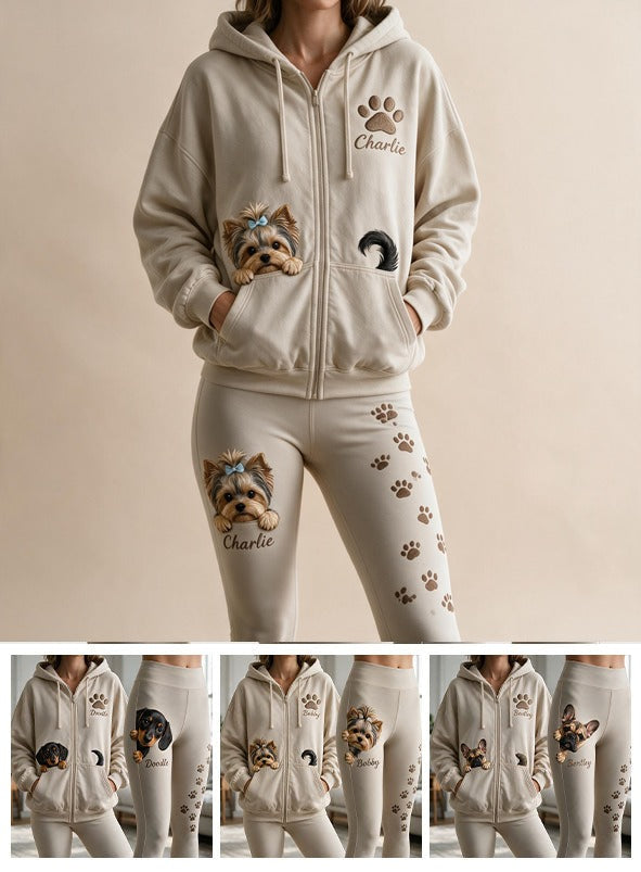 Ensemble de Loungewear Personnalisé avec Sweat à Capuche et Leggings pour Amateurs de Chiens