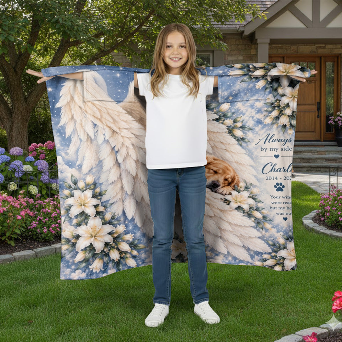 Personalized Adult Golden Retriever Memorial Wearable Blanket Pet Remembrance Gift