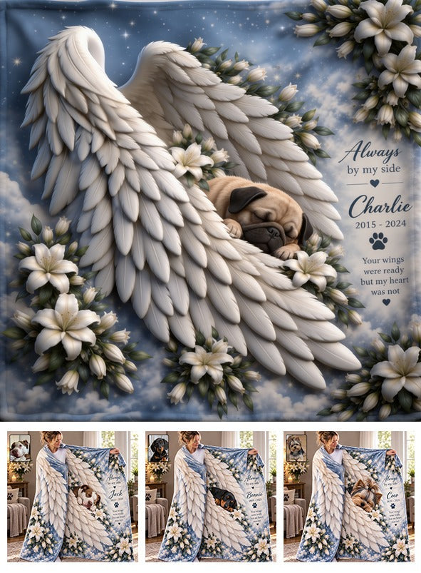 Personalized Fawn Pug Memorial Wearable Blanket 2015-2024 Pet Loss Gift