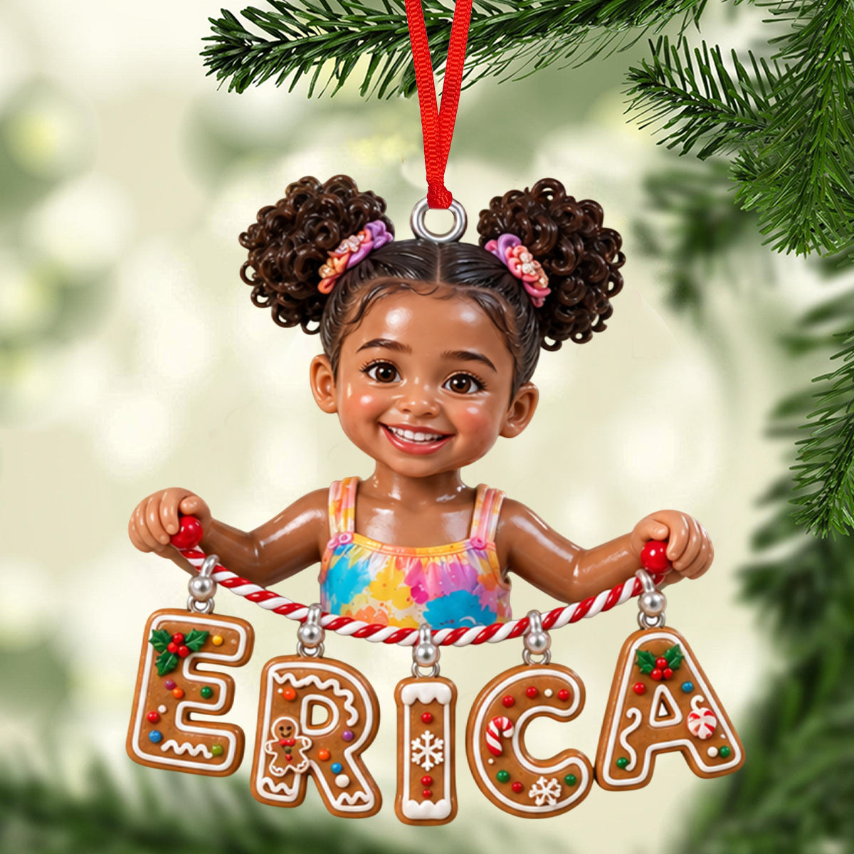 Personalized Christmas Black Christmas Baby Girl Gingerbread Costume Ornament Gift for Kids