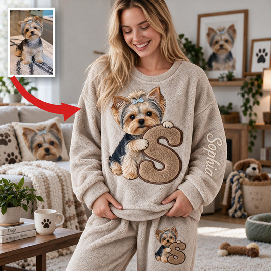 Personalisierter Yorkshire Terrier Fleece Lounge Set für Hundeliebhaber