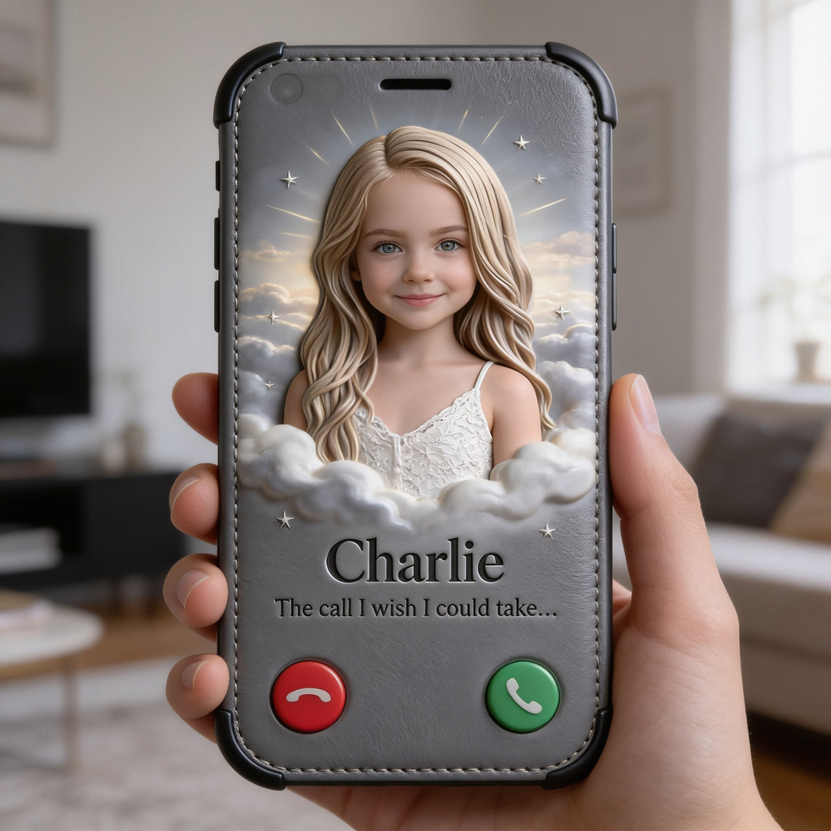Personalized Little Girl Memorial Leather Phone Case Remembrance Gift