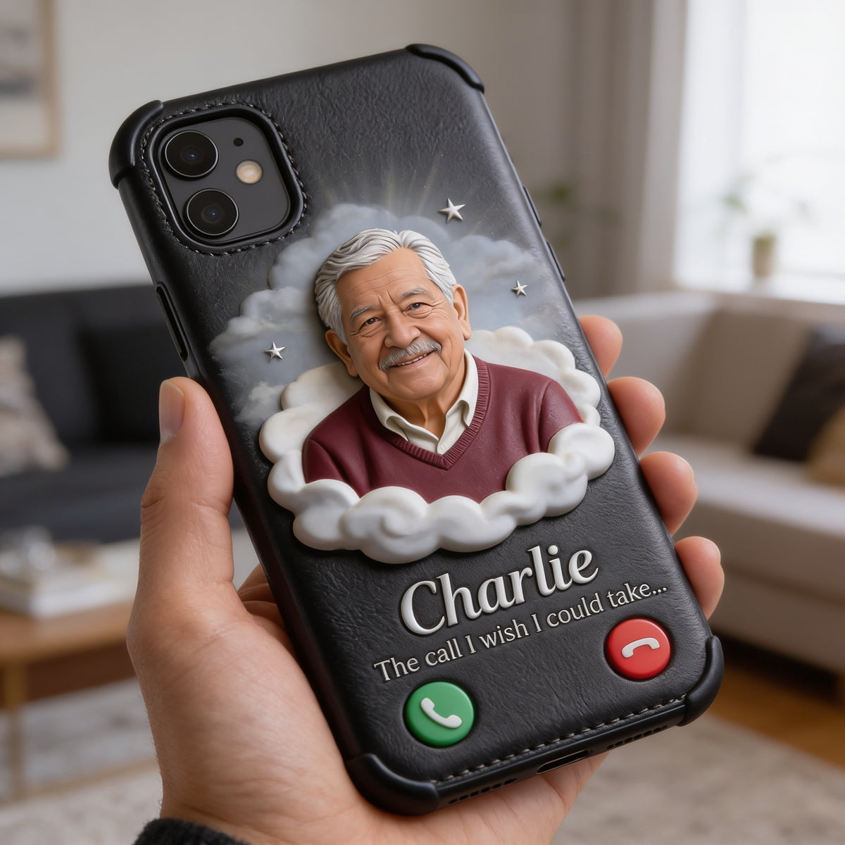 Personalisierte Leder-Handyhülle für älteren Latino-Opa
