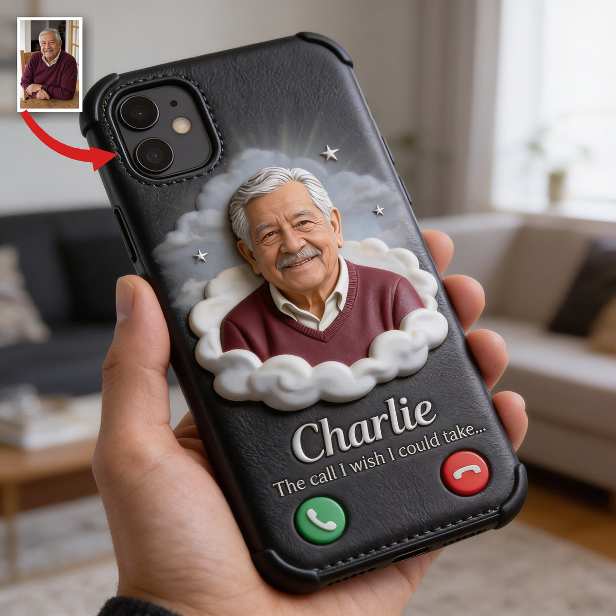 Personalisierte Leder-Handyhülle für älteren Latino-Opa