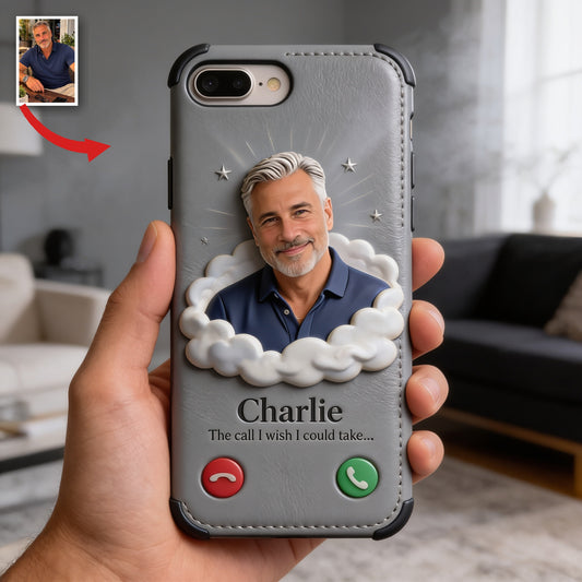 Personalized Middle-Aged Man Memorial Leather Phone Case Dad Husband Keepsake Gift