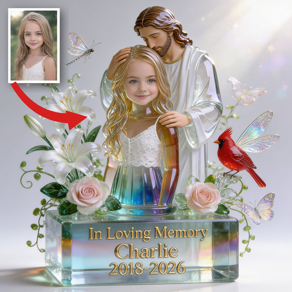 Personalized In Loving Memory Little Girl Custom Shaped Acrylic Plaque Memorial Gift