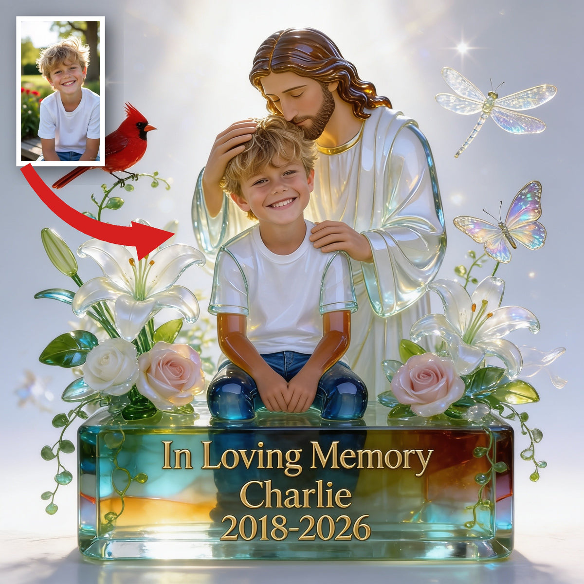 Personalized In Loving Memory Little Boy Custom Shaped Acrylic Plaque Memorial Gift