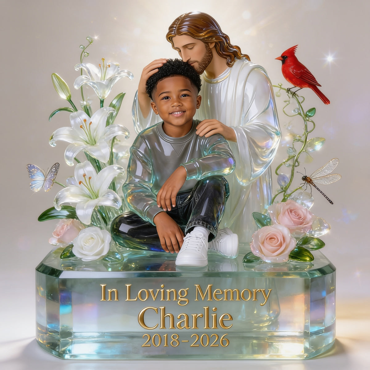 Personalized In Loving Memory Black Little Boy Custom Acrylic Plaque Memorial Gift