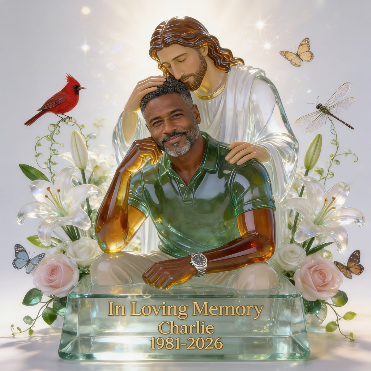 Personalized In Loving Memory Middle-Aged Black Man Memorial Custom Acrylic Plaque