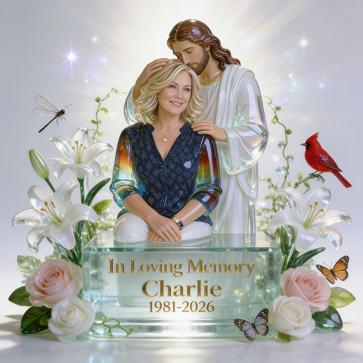 Personalized In Loving Memory Middle-Aged Woman Custom Acrylic Memorial Plaque, Remembrance Gift