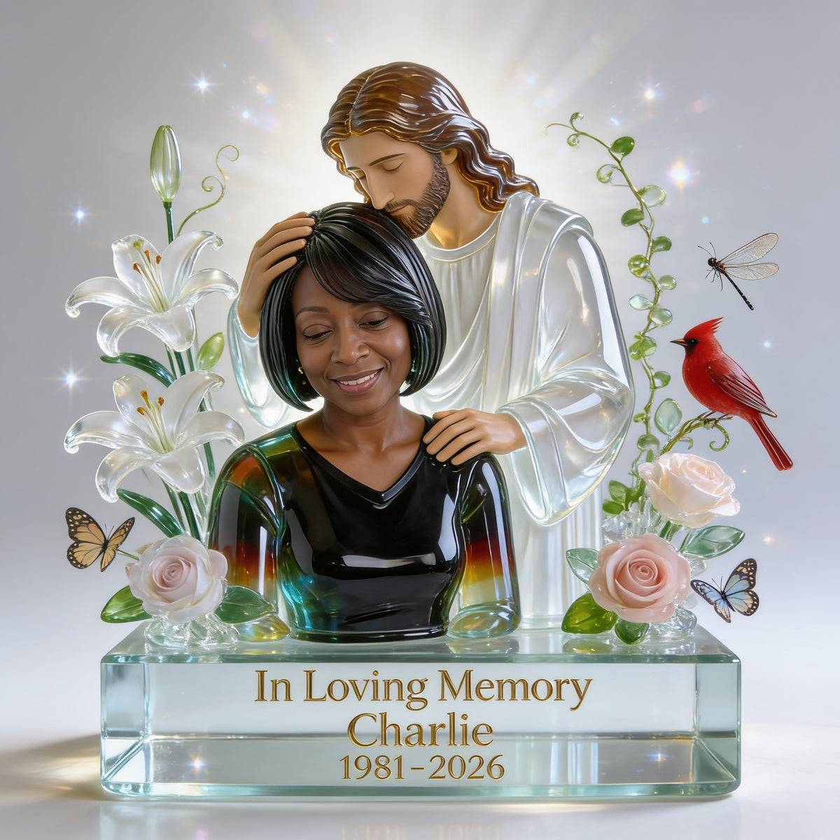 Personalized In Loving Memory Middle-Aged Black Woman Memorial Acrylic Plaque, Mom Wife Gift