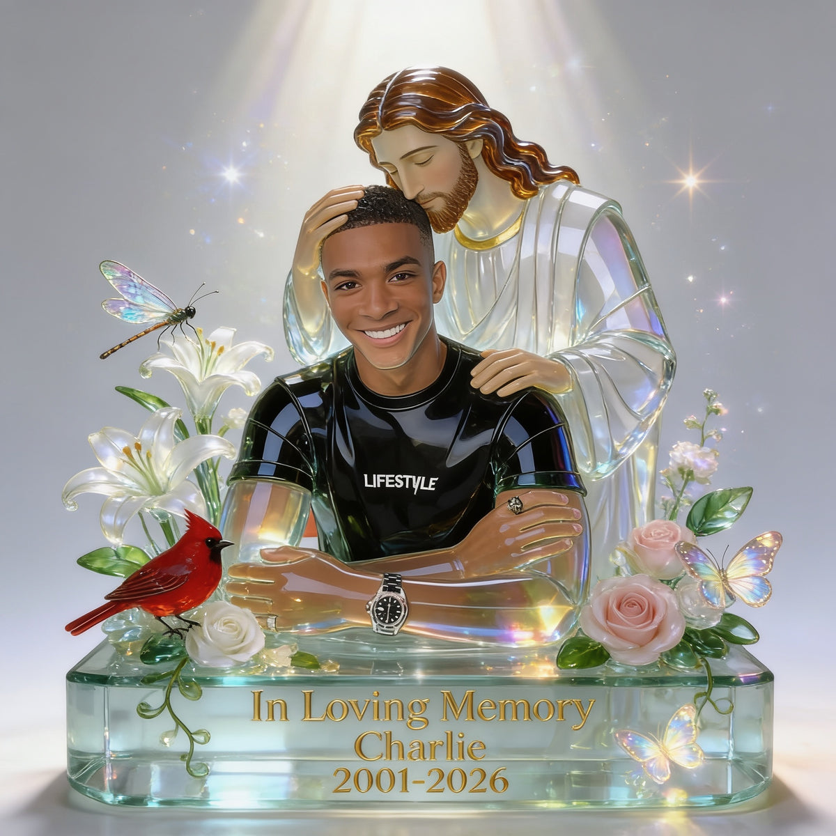 Personalized In Loving Memory Black Man Memorial Acrylic Plaque