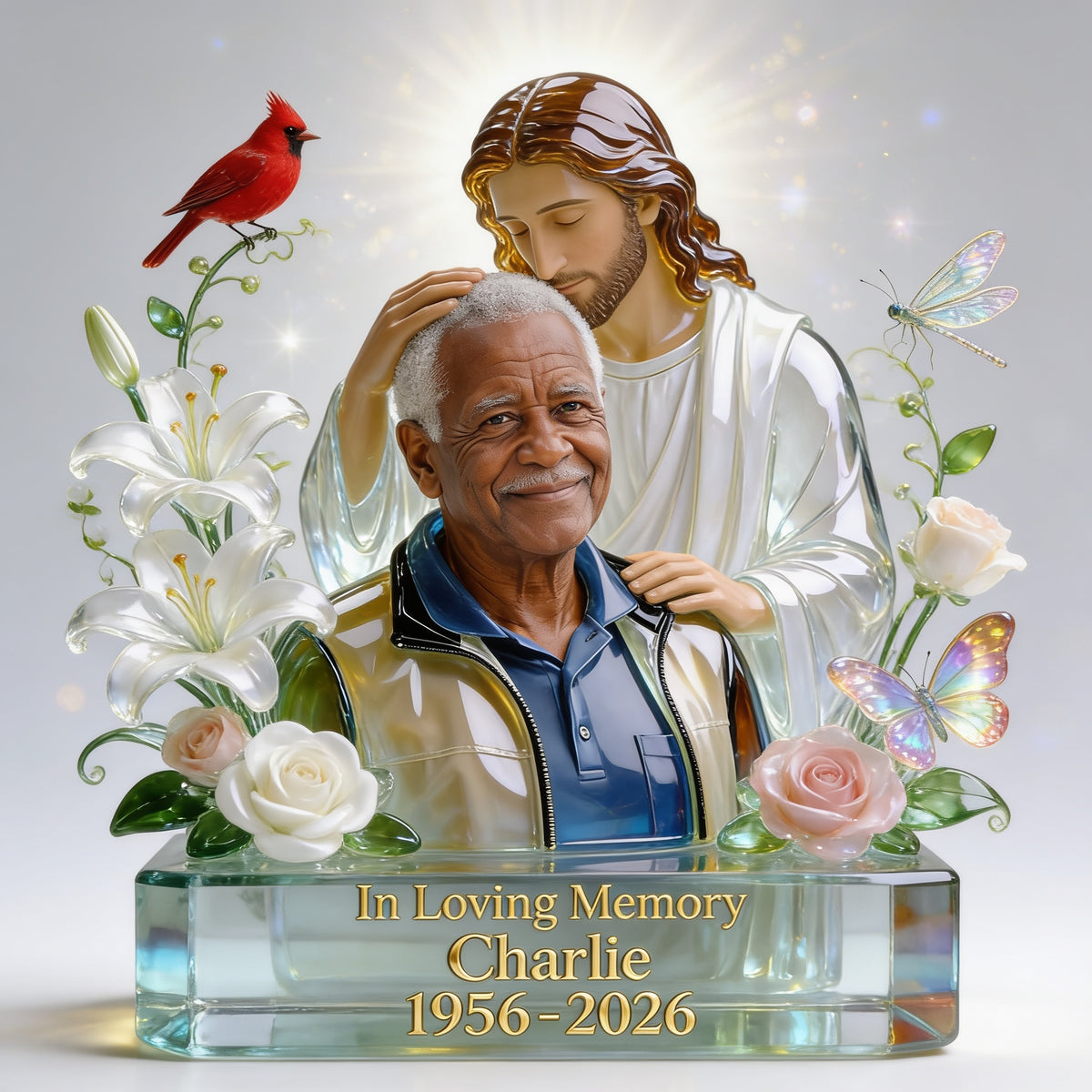 Personalized In Loving Memory Older Black Man Grandfather Acrylic Plaque Memorial Gift