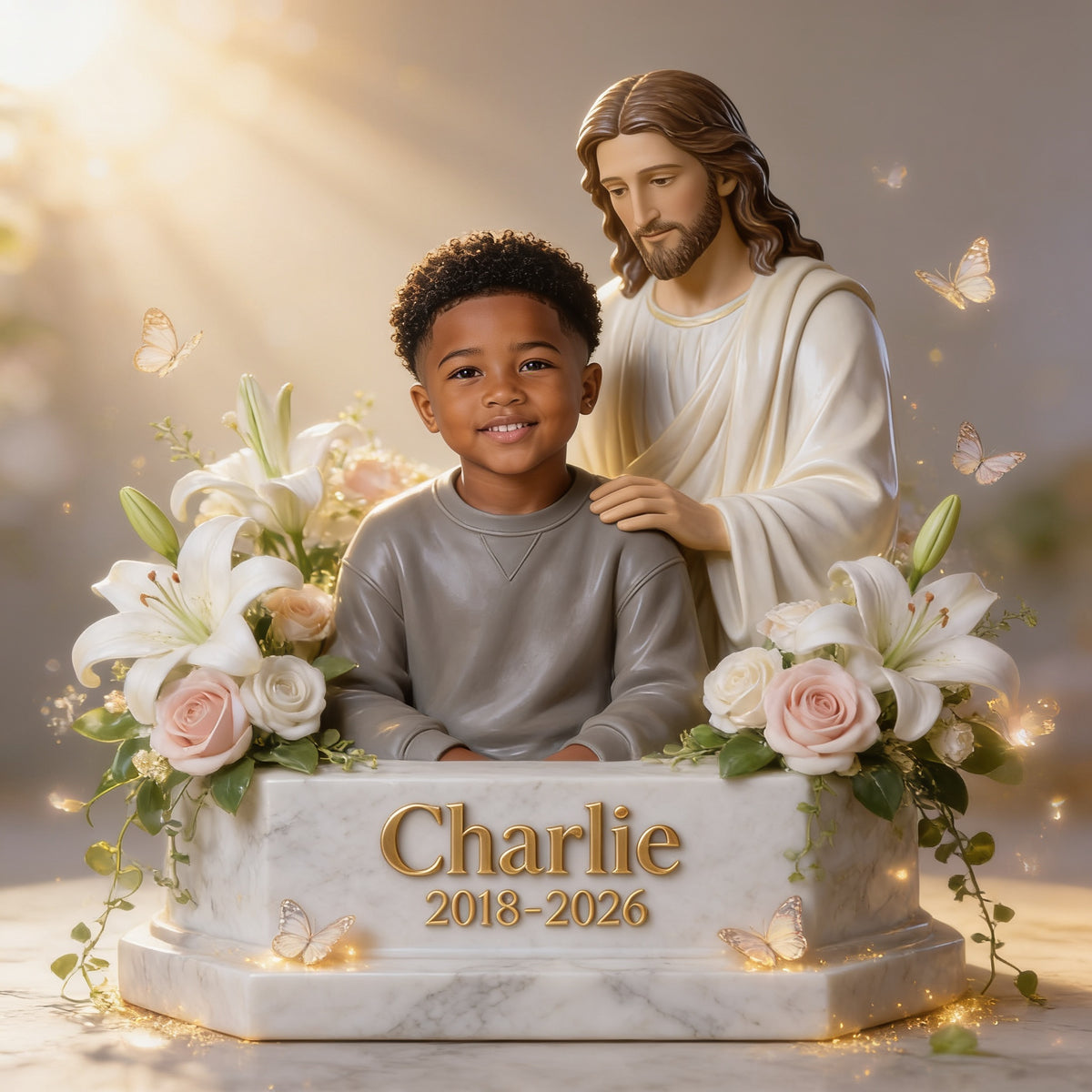 Personalized Memorial Black Little Boy Custom Acrylic Plaque Bereavement Keepsake
