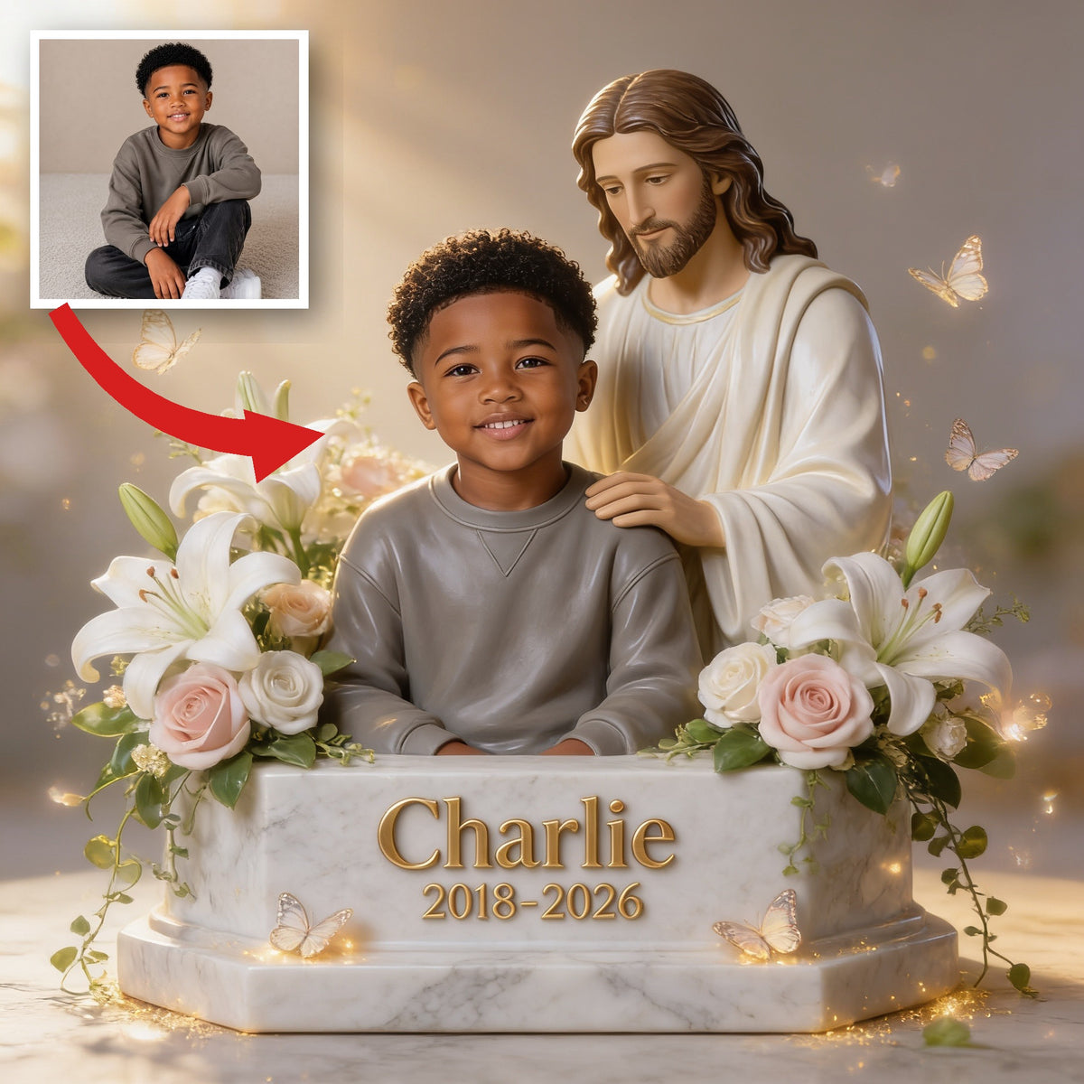 Personalized Memorial Black Little Boy Custom Acrylic Plaque Bereavement Keepsake