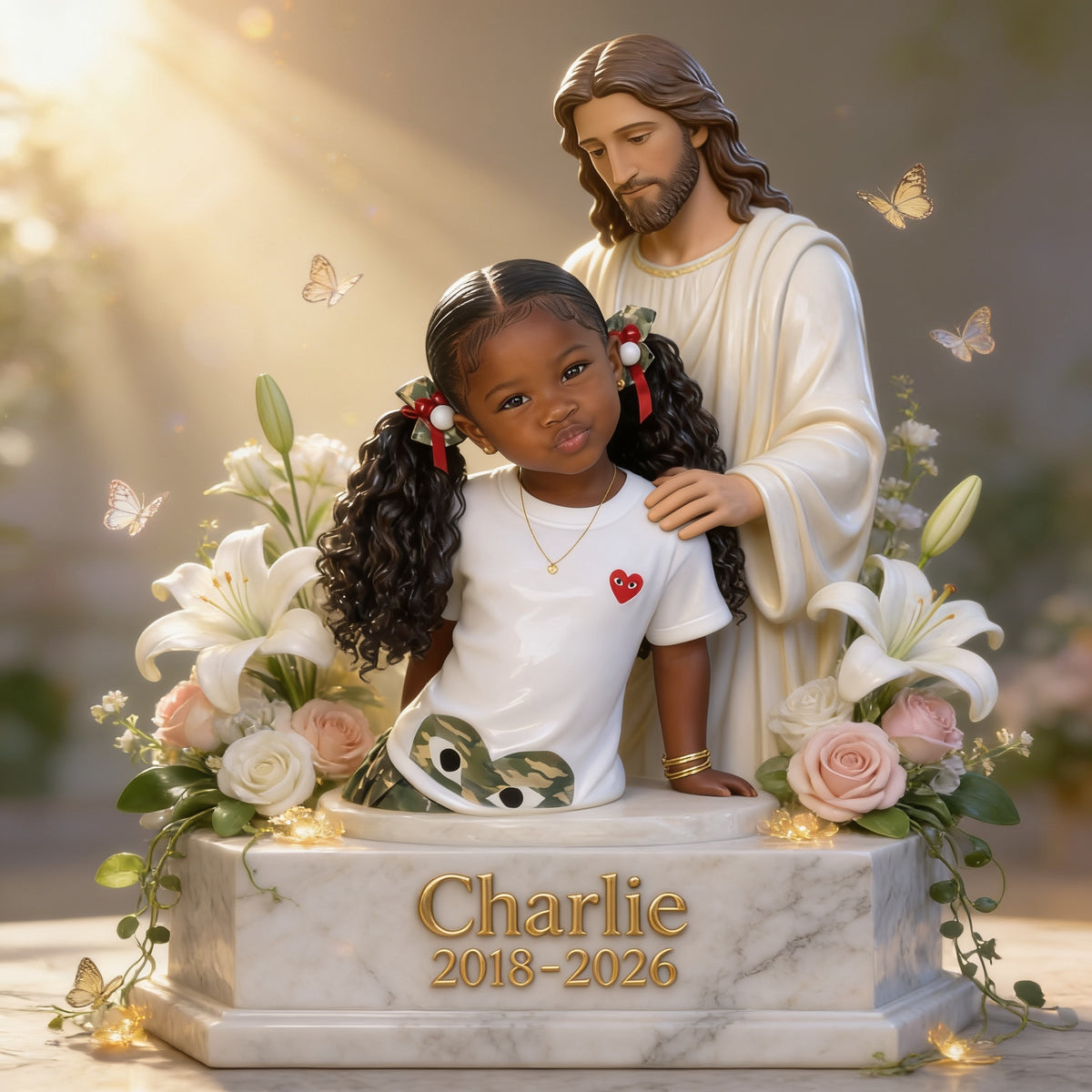 Personalized Memorial Black Little Girl Custom Shaped Acrylic Plaque