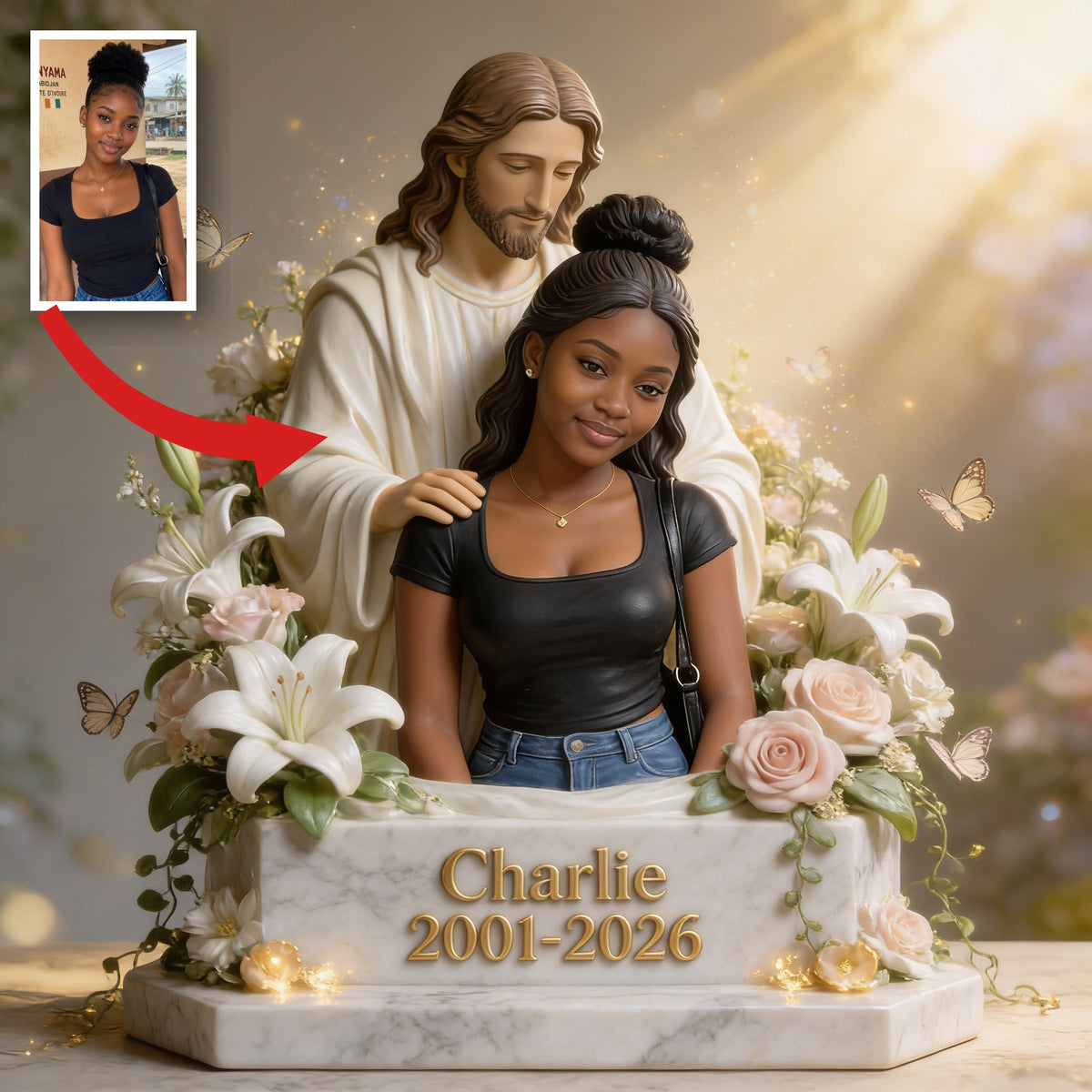 Personalized Memorial Black Woman Custom Shaped Acrylic Plaque Sympathy Gift