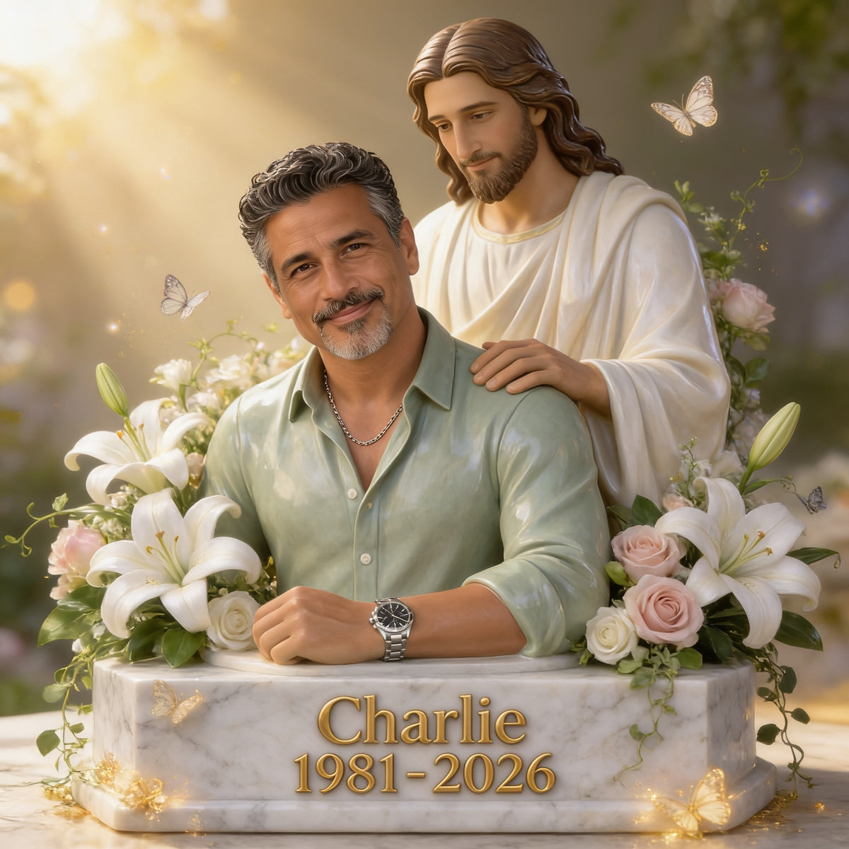 Personalized Memorial Middle-Aged Latino Man Custom Shaped Acrylic Plaque Sympathy Gift