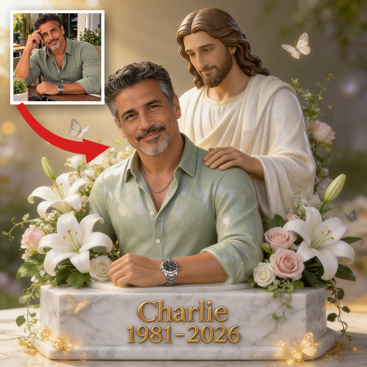 Personalized Memorial Middle-Aged Latino Man Custom Shaped Acrylic Plaque Sympathy Gift