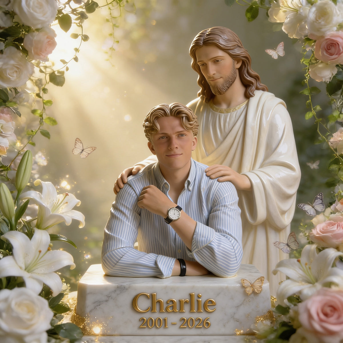 Personalized Memorial Man with Jesus Acrylic Plaque Sympathy Loss Gift
