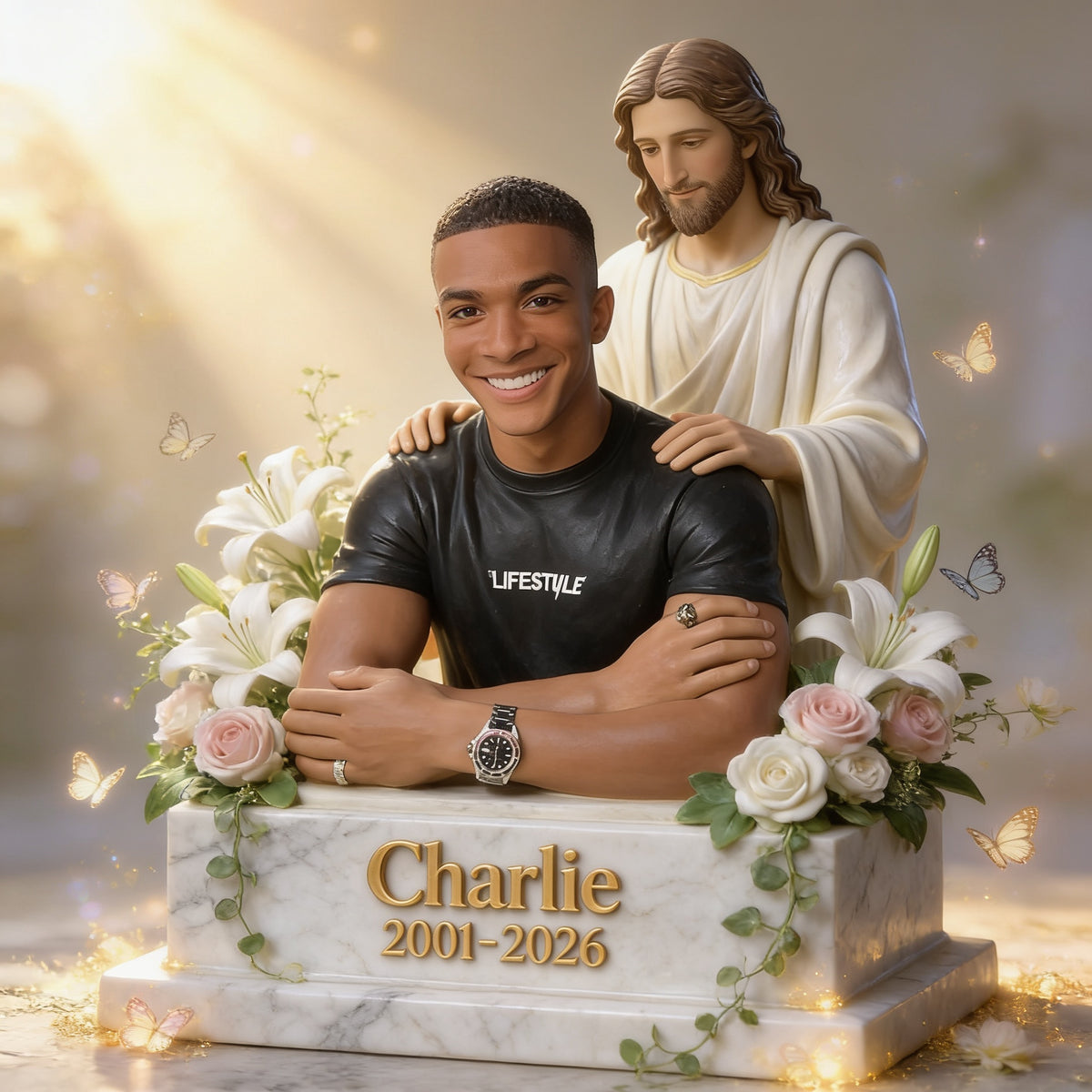 Personalized Black Man Memorial Custom Shaped Acrylic Plaque Sympathy Gift